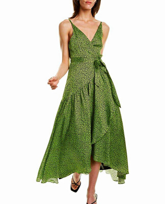 Hutch Elma Wrap Maxi Dress- Green Wrap Dress