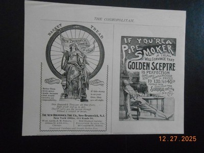 1896 New Brunswick Tire CO NJ Golden Sceptre tobacco AD Erie Bicycle Buffalo NY