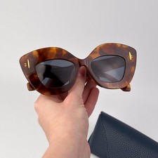 Loewe Women Sunglasses Havana Blue Cat Eye LW40127F ANAGRAM 53V NEW AUTHENTIC