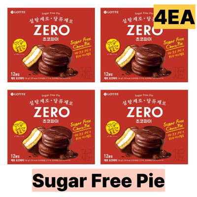 Lotte Zero Sugar Free Choco Pie 336g x4 Korean Snack Chocolate Marshmallow