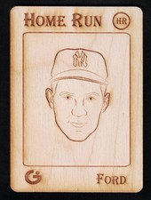 WHITEY FORD -Rare GYPSY OAK Wooden BASEBALL Trading Card- FAN CRAZE ART SERIES