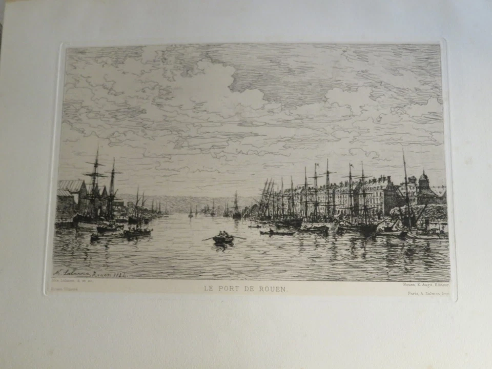 Maxime LALANNE (Bordeaux 1827-1886) GRAVURE ORIGINALE ROUEN IMPRESSIONNISME 1883 - Photo 2/4