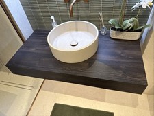 Image of Luxury Bathroom Dark Brown Wood Worktop Countertop 1000mm