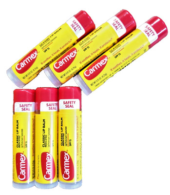 (6) CARMEX Classic Stick Original Lip Balm ~ MEDICATED LIP PROTECTANT/SPF 15