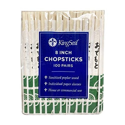 00 Count |  8 Inch Natural Poplar Wood Chopsticks, Paper Sleeve, Waribashi, 5