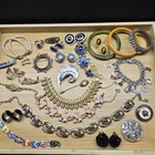 Estate Costume Jewelry Lot Vintage Boucher 925 Sterling Silver Charm Bracelet