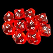 D&G Gem Red 10 x D10 Dice Set