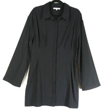 NEW, Reformation Rana Long Sleeve Mini Shirtdress Dress black Size 10 #RF109