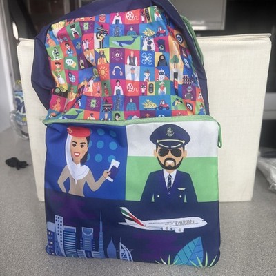 Emirates Airlines Small Childs Kids Foldaway Bag Rucksack Backpack Urlaub