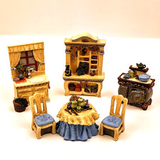 Victorian Memories Avon Dollhouse 6 Pc Kitchen Set Ceramic Resin Detail Vintage