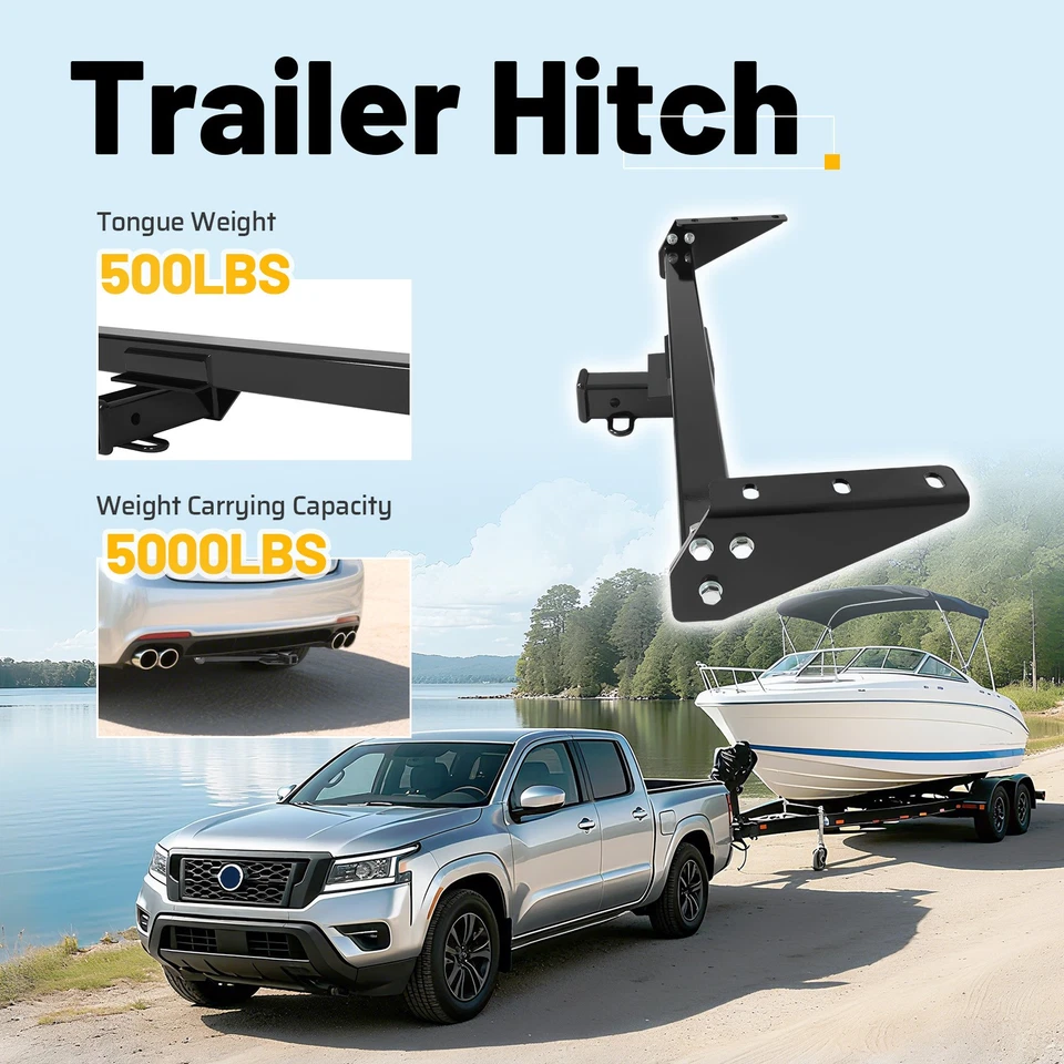 Enganche de remolque receptor de 2 pulgadas negro clase 3 para Nissan Frontier 2005-2024 2025 Foto 4 de 4