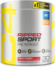 Ripped Sport Pre Workout Powder Fruit Punch -...