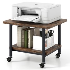 2-Tier Rolling Under Desk Printer Cart Machine Stand Storage Rack Brown
