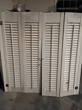White Wood Plantation Shutters/Blind 4-Panel Folding, Visible Tilt Rod, Hinges