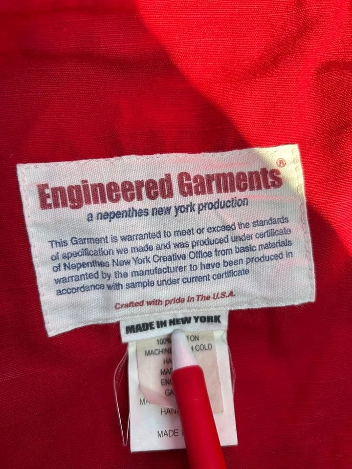 Engineered Garments Mountain Parka XS Red Front Zipper Pockets #EL ZCA - Image 4 of 4