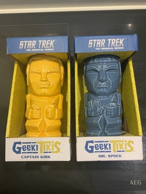 SELTENE Geeki Tikis Star Trek TOS Mr. Spock & Captain Kirk Tassen Serie 1 Enterprise