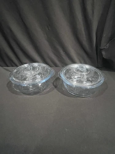 Set Of Two Vintage Anchor Hocking Fire-King "Philbe" Sapphire Blue Covered Dish