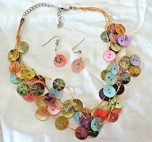 PEARL BUTTON NECKLACE EARRINGS 