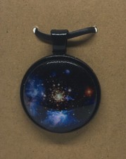 Galaxy Round Glass Dome Cabochons 1" Black Bezel Pendant New Free Ship 551