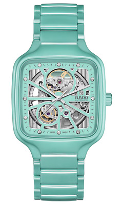 New Rado True Square Automatic Open Heart Turquoise Dial Men Watch R27176712