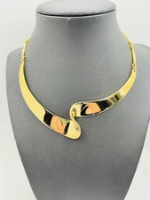 NAPIER Vintage GOLD TONED METAL BRUTALIST Modern Style Collar Necklace