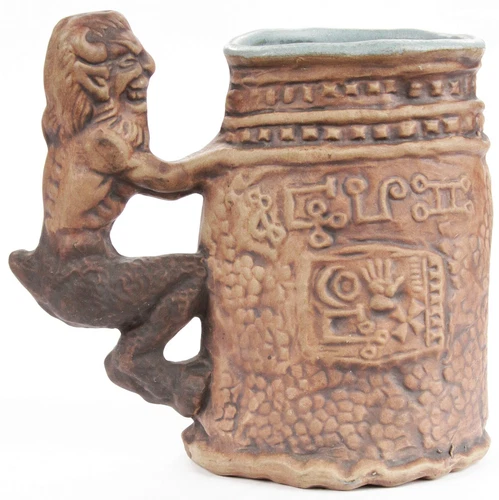 Vintage Jim Rumph Pottery Satyr and Friend Naughty Maiden Tankard 3-D Stein Mug