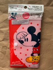 Daiso Disney Mickey Mouse face covering mask case holder with 2 masks, NEW