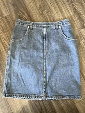 French Dressing Jeanswear FDJ Denim Skirt Paris SIZE 8 Zipper Darts in the Back