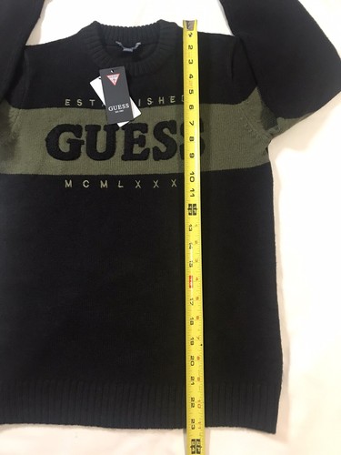 Guess Knit Sweater Boys 12 Black Green Long Sleeve - Picture 7 of 11
