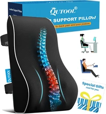 Lumbar Support Pillow for Office Chair and Car Seat - Memory Foam Back Cushion