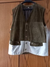 Trachtenweste Distler Gr. 52 Leder grün mit Stoff