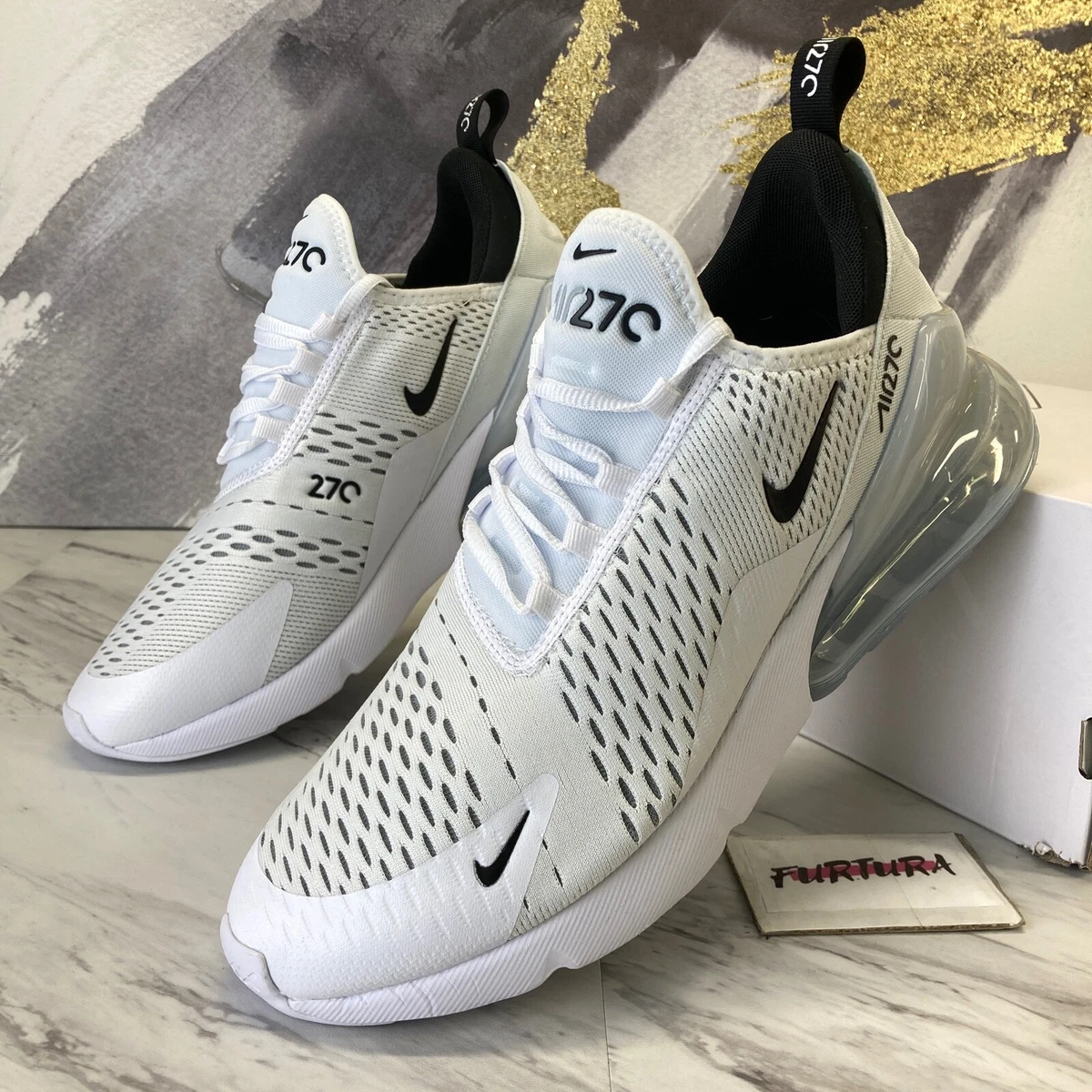 Nike Air Max 270 White Black AH8050-100 Men's Size 9 - 15 Shoes #133B