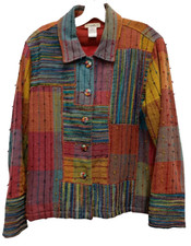Vtg Travel Smith Womens Boho Hippie Jacket Size Medium Multi Patchwork Textured