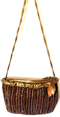 VTG Rita Diana for Mylinka Handbag Brown /Gold Soft Leather/Suede Long Handle