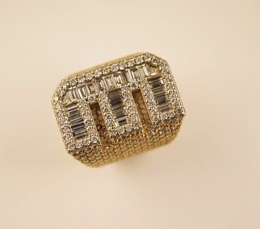 14k Yellow Gold Diamond Initial "E" Ring Avianne
