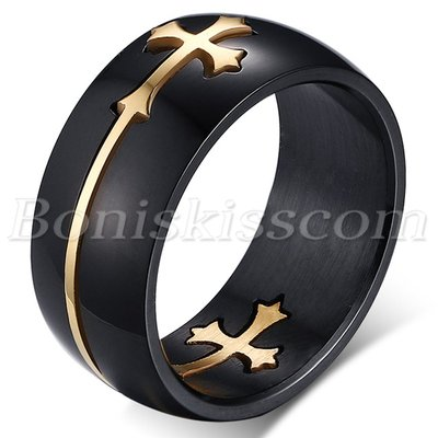 #ad #ad Men#x27;s Unique Design Black Stainless Steel Detachable Cross Ring Band Size 7 14 $8.99