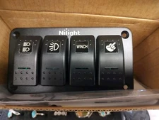 Nilight 4 Gang Rocker Switch Panel 5Pin On Off Toggle Aluminum Green 