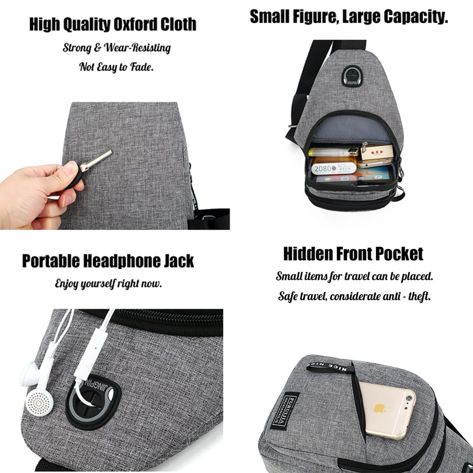 Hombres Mujeres Bolso Bandolera Pecho Riñoneras Bandolera Viaje Deportes Mochila de Hombro Foto 2 de 4