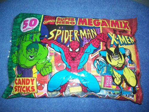 Vintage 1999 Spiderman Marvel Candy Sticks 50ct mit Gummibonbons & Fingerpuppen - Bild 2 von 7