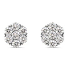 1.2 CT Moissanite Cluster Stud Earrings 10K Solid White Gold
