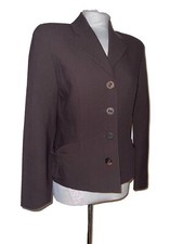 Christian Dior Jacket Brown Wool Blend Collared Button Front Semi Fit Size 14
