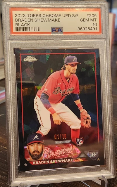 2023 Topps Chrome Update Sapphire Braden Shewmake RC BLACK 01/10 SSP PSA 10