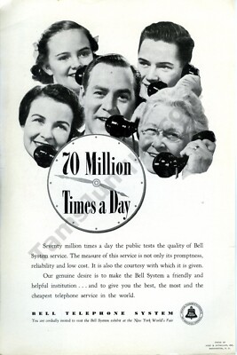 1939 AT&T Bell System Telephones Vintage Print Ad Unique Gift Idea! (738)