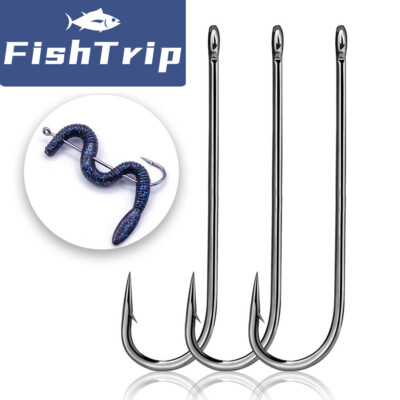 50Pcs Aberdeen Hooks Long Shank Fishing Hooks Live Bait Hooks Freshwater 