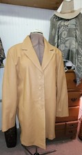 Marc Mattis Sz 3xl Womens 100% Genuine Leather Long Jacket Trench Coat Camel Tan
