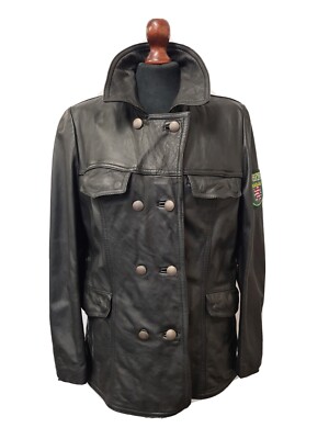 Women's Vintage Leather German Police Jacket Medium | eBay UK
