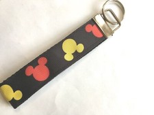 HANDMADE KEY FOB DECORATED w/Mickey Mouse Clubhouse RIBBON Key Chain, WRISTLET
