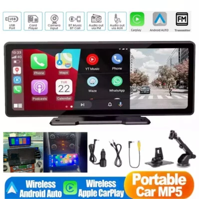 CAMECHO Wireless Carplay Display Android Auto Apple Carplay FM AUX GPS Navi 10.26" Zoll
