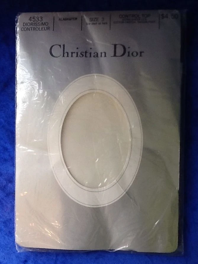 Vintage Christian Dior Control Top Ultra Sheer Leg Alabaster Panty Hose Size 3
