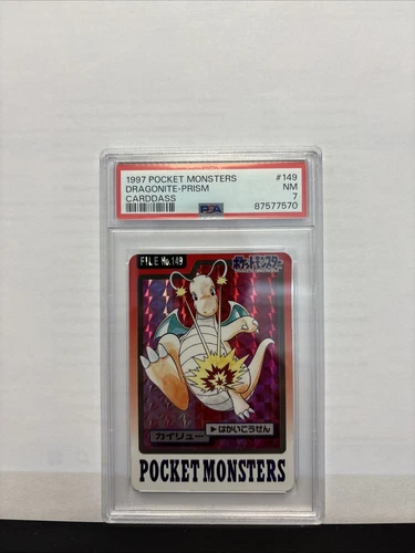 1997 Pocket Monsters Carddass Dragonite-Prism #149 PSA 7